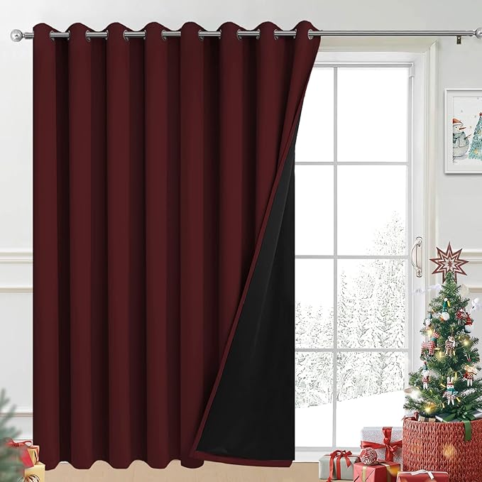 Yakamok Burgundy Red Blackout Patio Door Curtain Panels W100 x L84,1 Panel