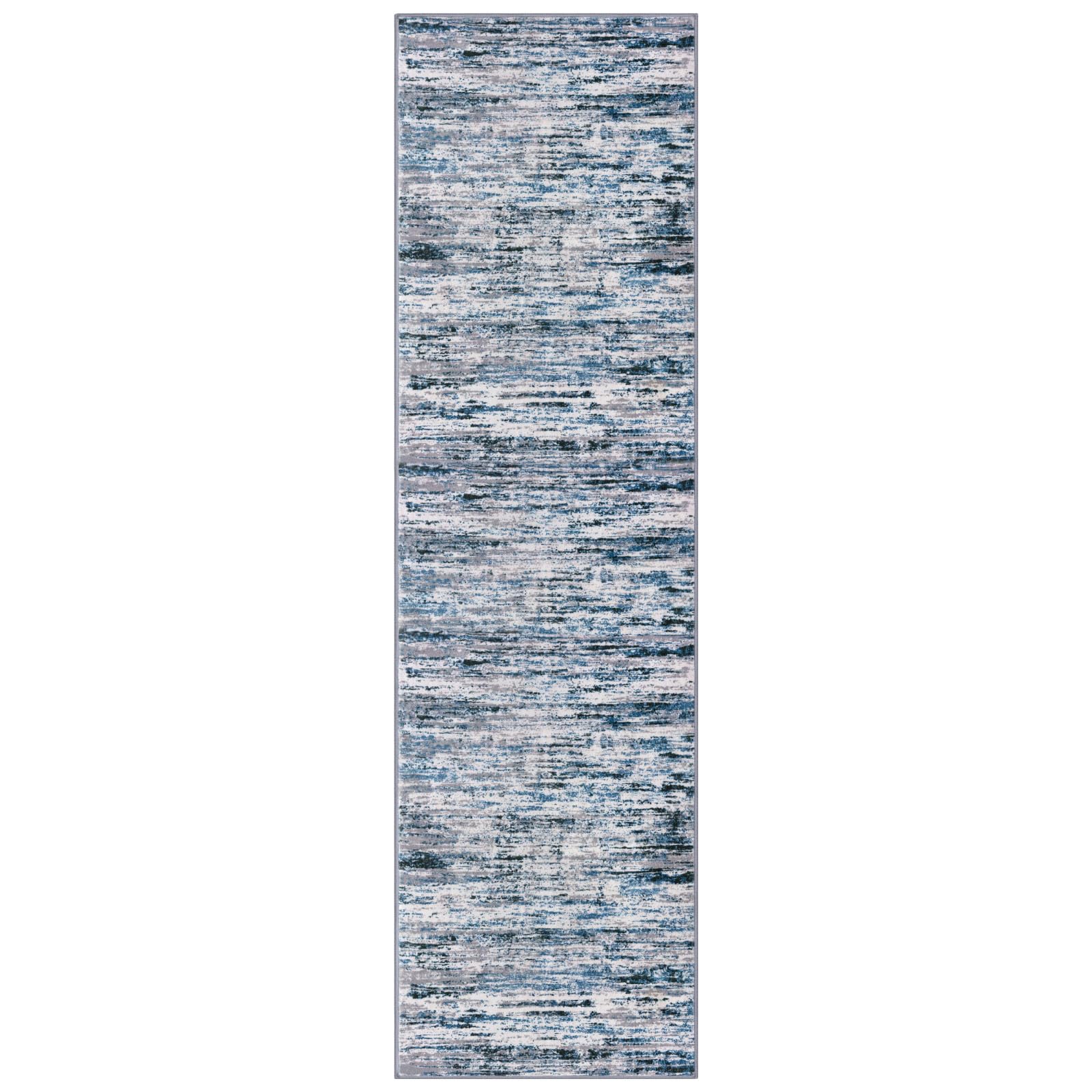 Lansny Modern Abstract Bedroom Runner Rug 2x7, Grey Blue White Washable Kitchen Runner, Non-Slip Soft Thin Faux Wool Mat for Entryway, Hallway, Laundry Room, Indoor Home Decor