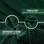 Exclusivo Mezcla Fleece Bed Blanket King Size, Super Soft and Warm Blankets for Couch, Sofa and Bed Waffle Textured, Cozy, Fuzzy and Lightweight (Forest Green, 90x104 Inches)