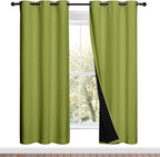 NICETOWN Full Shade Curtain Panels, 37" Wide x 70" Long, Fresh Green, Pair of Thermal Insulated & Energy Efficiency Blackout Drapes for Living Room, Lined Silky Performance Window Dressing