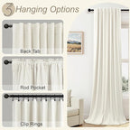 60 Inch Extra Wide Curtains for Windows 120 to 140 Blackout Linen 90 Inch Long Light Blocking Soundproof Patio Door Curtain 2 Panels Floor to Ceiling Drapes Heavy Thermal Insulated 60x90 Cream Ivory