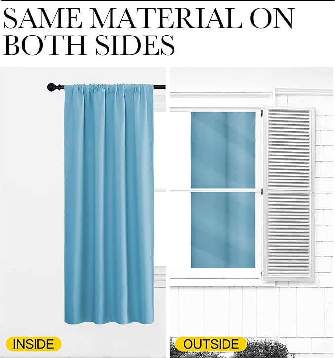 NICETOWN Blackout Curtains for Living Curtains, Teal Blue, 2 Panels, 52 by 95, Room Darkening Window Curtain Panels, Easy-Care Solid Thermal Insulated Draperies/Drapes for Daughter Room