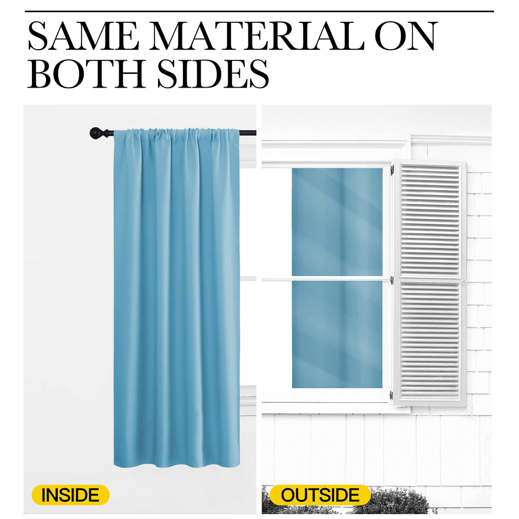 NICETOWN Kitchen Curtains, Teal Blue, 34" x 40", Set of 2, Short Blackout Curtains & Drapes, Thermal Insulated Rod Pocket Window Treatment Draperies for Nursery
