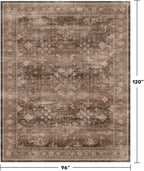 Hazo Haus Boho Taupe Brown Living Room Rug 8x10 - Modern Vintage Traditional Eclectic Oriental Neutral, Washable Low Pile Non-Slip Extra Large Area Rugs for Dining Under Table Bedroom Lounge