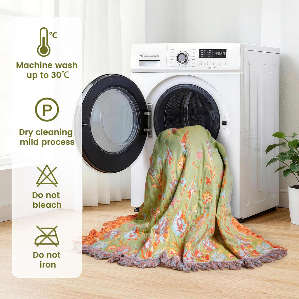 MSGKV Boho Throw Blanket 60"x80" Summer Cotton Butterfly Floral Blanket