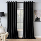 MIULEE Velvet Curtains Black Elegant Grommet Thermal Insulated Soundproof Room Darkening Curtain/Drapes for Classical Living Room Bedroom Halloween Decor 72 x 84 Inch Set of 2