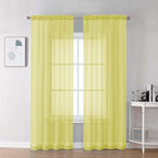 Chyhomenyc Sheer Lemon Curtains 90 inches Long 2 Panels, Light Filtering Soft Airy Solid Elegant Voile Window Treatment Drapes for Bedroom Living Room, 42Wx90L Inches