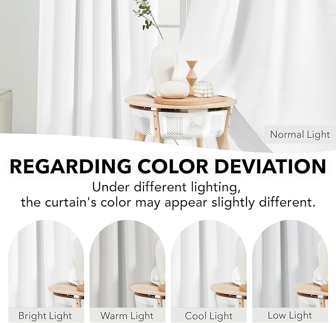 Deconovo Total Blackout Curtains 2 Panels W42 x L54— 100% Blackout, Thermal Insulated, Back Tab, Machine-Washable Drapes, White