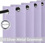 Yakamok Blackout Curtains Room Darkening Thermal Insulated Window Panels,Solid Grommet Top Drapes for Bedroom/Living Room(62Wx63L, Lilac, 2 Panels)