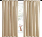 NICETOWN Room Darkening Curtains for Bedroom - Home Decoration Privacy Protection Thermal Insulated Solid Drapes/Draperies for Kitchen Window (Biscotti Beige, Set of 2, 52 x 63 inches)