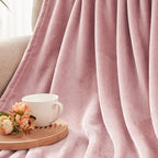 Exclusivo Mezcla Fleece Blanket King Size for Bed, Super Soft and Warm, All Season, Cozy, Plush, Lightweight, 90x104 Inches, Dusty Pink