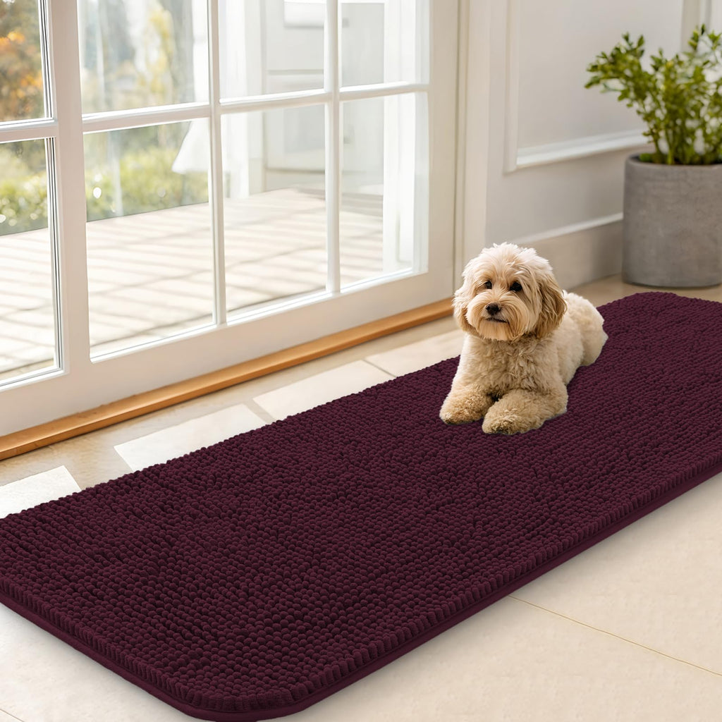OLANLY Dog Door Mat for Muddy Paws 59x20, Super Absorbent Chenille Mud Mat