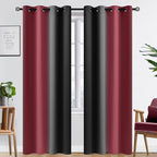 SimpleHome Ombre Room Darkening Curtains 84 inches Length for Bedroom,Grommet Gradient Light Blocking Burgundy and Black Gradient Window Curtains for Living Room,2 Panels, 52x84 inches