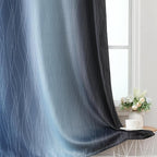 Navy Blue and Black Ombre Blackout Curtains for Bedroom 63 Inch Length