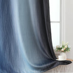 Navy Blue and Black Ombre Blackout Curtains for Living Room 108 Inch Length