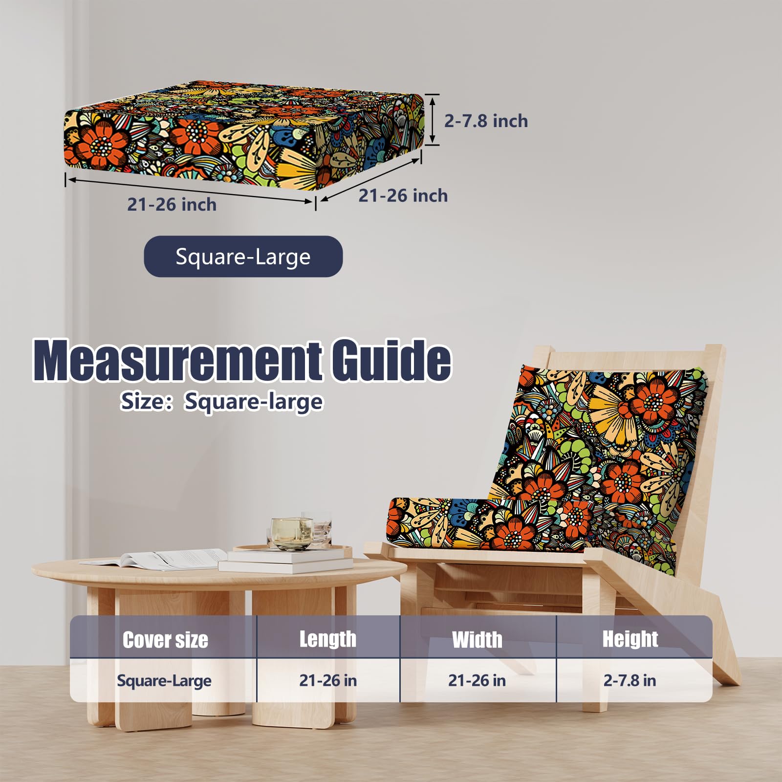 8Pcs Outdoor Cushion Covers, Stretch Patio Furniture Couch Chair Slipcovers