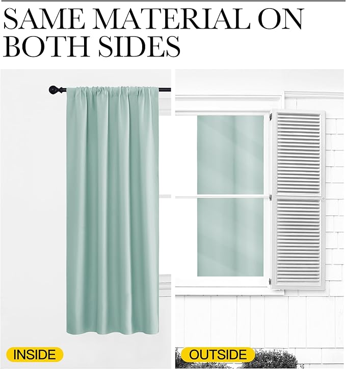 NICETOWN Blackout Curtains for Living Curtains, Aqua Blue, 1 Pair, 34-inch W x 84-inch L, Home Decorations Thermal Insulated Solid Pole Top Blackout Drapes for Living Room