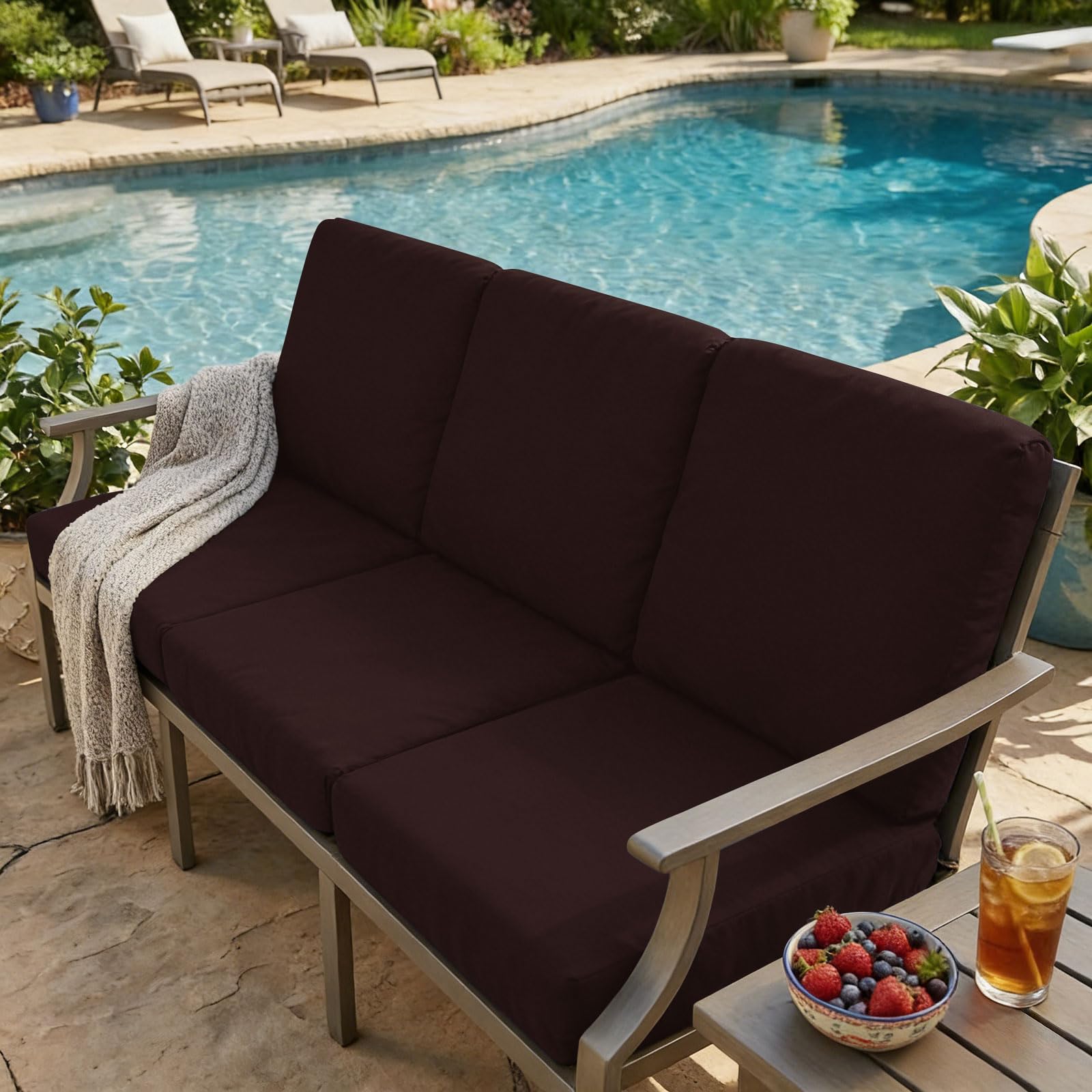 hyha Milk Silk Couch Cushion Covers, Sofa Covers for 3 Cushion Couch