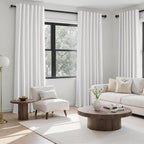 96 inch long Linen blackout curtains 2 Panels 100% Black out Linen texture Curtains ivory white Window Drapes with Back Tab Rod Pocket Mordern vintage Curtains Panel for Bedroom Living Room 8FT