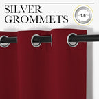 NICETOWN Christmas Burgundy Window Curtains Blackout Drapes, Thermal Insulated Solid Grommet Blackout Curtains/Draperies for Laundry Room (One Pair, 55 by 68-inch, Burgundy Red)