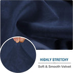 H.VERSAILTEX Velvet Stretch Couch Cushion Cover Plush Cushion Slipcover for Chair Loveseat Sofa Cushion Furniture Protector Seat Cushion Sofa Cover (2 Piece Medium Sofa Cushion Covers, Navy)