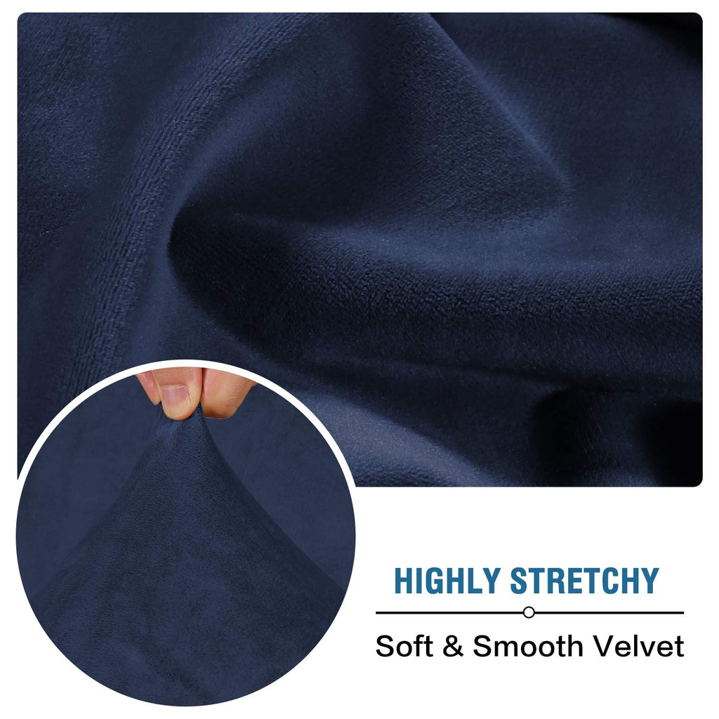 H.VERSAILTEX Velvet Stretch Couch Cushion Cover Plush Cushion Slipcover for Chair Loveseat Sofa Cushion Furniture Protector Seat Cushion Sofa Cover (2 Piece Medium Sofa Cushion Covers, Navy)