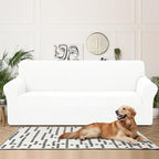 U-NICE HOME 4 Seater Stretch Couch Cover Sofa Cover Washable Sofa Slipcover Furniture Protector for 3 Cushion Couch Sofa Pet Friendly, Ivory White