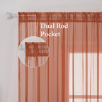 MIULEE 2 Panels Solid Color Sheer Window Curtains Elegant Window Voile Fall Panels/Drapes/Treatment for Bedroom Living Room (54X72 Inches Burnt Orange)
