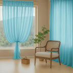 Ebesto Sheer Curtains 63 Inch Length 2 Panels, Voile Sheer Curtain for Living Room, Breathable Light Filtering Modern Window Treatments, Soft Fabric Dual Rod Pocket Drapes, Aqua, 2x42Wx63L Inches