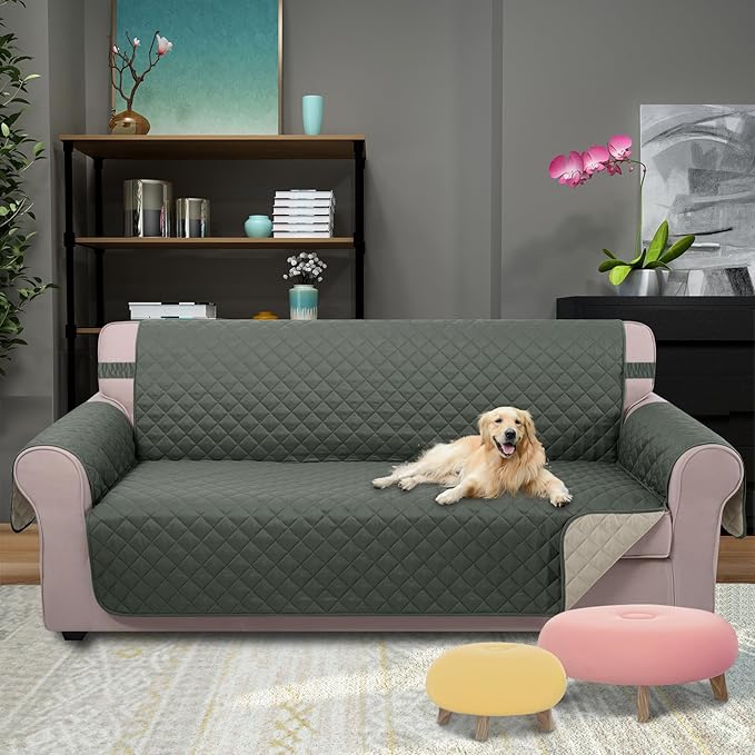 U-NICE HOME Reversible Sofa Cover Couch Cover for Dogs, Grey/Beige
