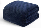 Exclusivo Mezcla Fleece Throw Blanket Extra Large, Super Soft and Warm Blankets for Couch, Sofa and Bed Waffle Textured, Cozy, Fuzzy and Lightweight (Navy Blue, 50x70 Inches)