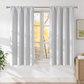 NICETOWN Greyish White Faux Linen Room Darkening Rod Pocket Curtains 63 inch Length, W42 x L63, Light Blocking Thermal Insulated Noise Reducing Drapes for Bedroom Living Room Farmhouse Decor, 2 Panels
