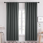 Deconovo Long Blackout Patio Door Curtains Back Tab and Rod Pocket Thermal Insulated Room Darkening Curtains for Window 52Wx108L Inch Dark Grey 2 Panels
