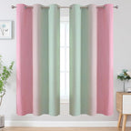 Estelar Textiler Sage Green and Pink Ombre Blackout Curtains 72 Inches Length for Bedroom, Thermal Insulated Light Blocking Grommet Gradient Blackout Drapes for Living Room, 42Wx72L, 2 Panels
