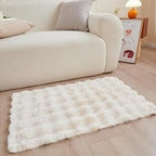 Creamy White Rabbit Plush Rug 2'x3', Fluffy Faux Fur Shaggy Area Rug for Nursery, Kids Room Decor, Soft Fuzzy Carpet for Living Room, Bedroom, Teen Girls Room
