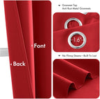 MIULEE Christmas Red Blackout Curtains for Bedroom Living Room 63 Inches Long 2 Panels, Thermal Insulated Room Darkening Drapes Solid Grommet Top Light Blocking Window Treatments 40x63 Inch