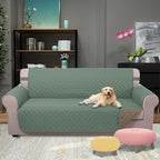 U-NICE HOME Large Sofa Cover Reversible Couch Cover for Dogs with Elastic Straps Water Resistant Furniture Protector for Pets Couch Cover for 4 Cushion Couch (Oversized Sofa, Greyish Green/Taupe)