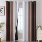 Estelar Textiler Brown and Greyish White Gradient Blackout Curtains 102 Inches Long for Bedroom, Thermal Insulated Full Room Darkening Ombre Grommet Drapes for Living Room, 52Wx102L, 2 Panels