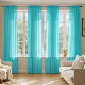 MIULEE Turquoise Sheer Curtains 84 Inches Long 4 Panels 42 x 84 Inches