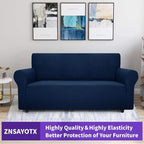 ZNSAYOTX Super Stretch Couch Cover (72"-92") Universal Sofa Covers with Elastic Bottom, Dog Cat Pets Friendly Washable Furniture Protector Fitted Sofa Slipcovers Stay in Place (Navy Blue, Sofa)