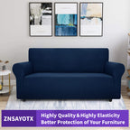 ZNSAYOTX Super Stretch Couch Cover (72"-92") Universal Sofa Covers with Elastic Bottom, Dog Cat Pets Friendly Washable Furniture Protector Fitted Sofa Slipcovers Stay in Place (Navy Blue, Sofa)