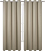 LEMOMO Beige Thermal Blackout Curtains/52 x 95 Inch/Set of 2 Panels Room Darkening Curtains for Bedroom