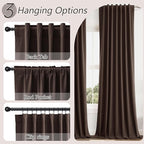 Guken Brown 100% Blackout Curtains 63 Inch Length 2 Panels Set for Living Room Bedroom Back Tab Thermal Insulated Black Out Linen Drapes Room Darkening Window Curtains 52 Inches Width