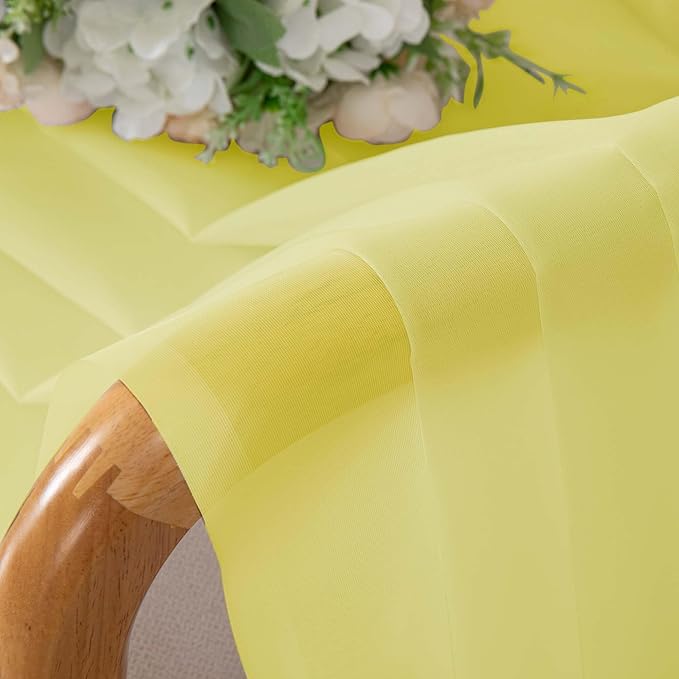 OWENIE Lemon Kitchen Sheer Curtains for Bedroom Living Room 45 Inch Length, Bedroom, Soft Solid Light Filtering Voile Short Sheer Curtain for Small Window, 42" W x 45" L, Lemon