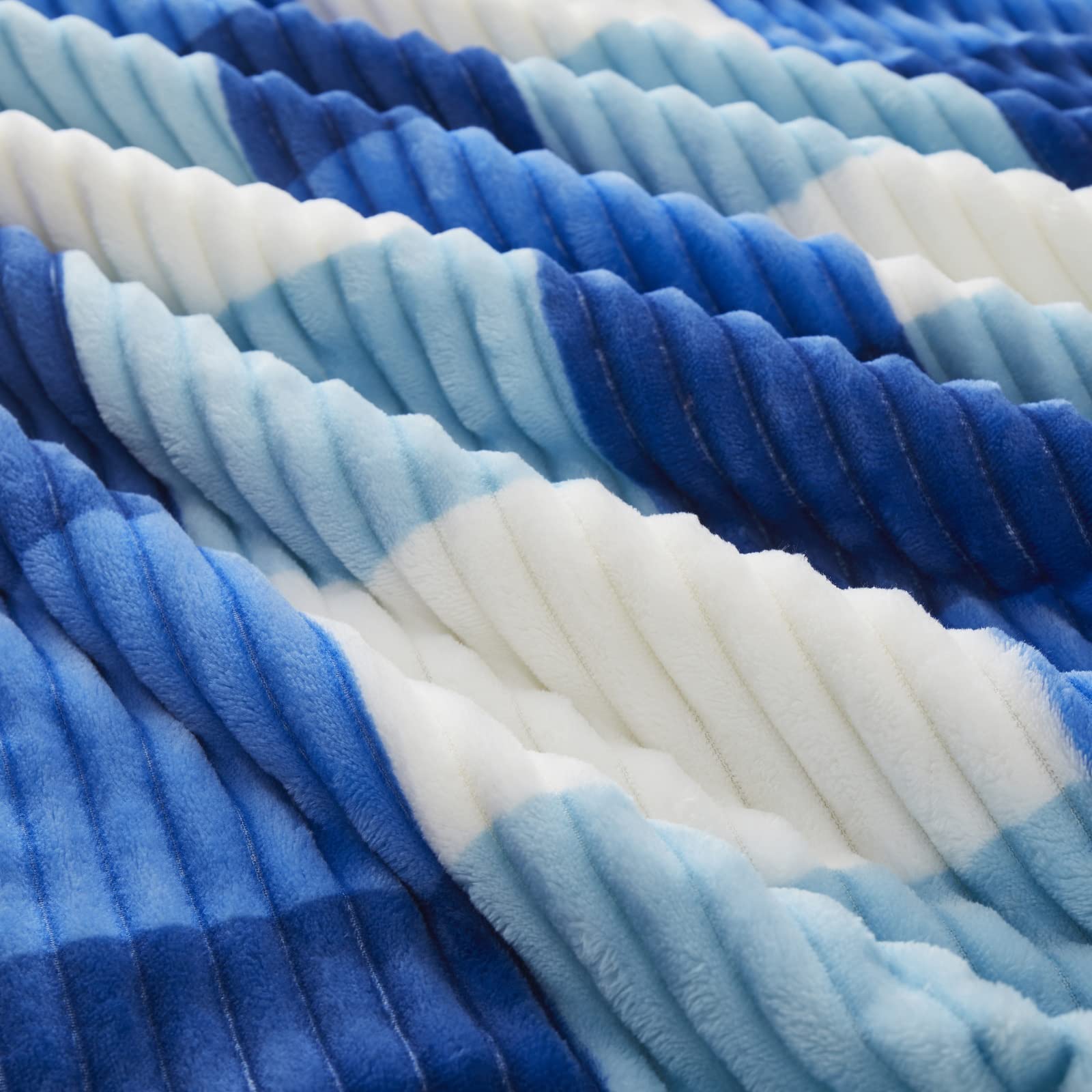 PU MEI Sherpa Blanket Twin Plaid Thick Bed Blanket, 90”*80” Super Soft Flannel Fuzzy Fleece Reversible Velvet Plush Warm Blanket for Couch(Blue Check, 80"*90")