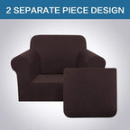 H.VERSAILTEX 2-Pieces Chair Cover Slipcover Furniture Protector Armchair Cover Couch Covers Fit Chair Width Up to 47 Inch, Jacquard Spandex Slipcover Skid Resistance (Chair, Brown)