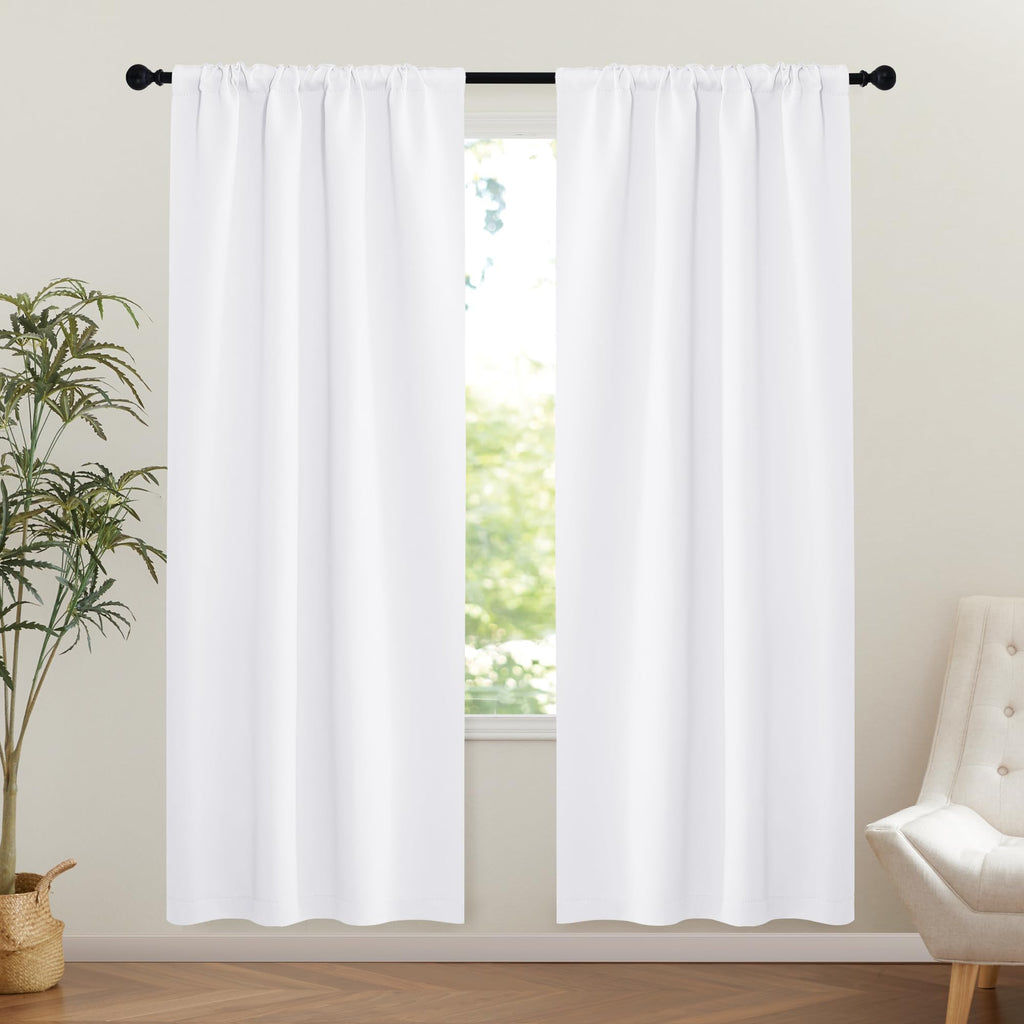 NICETOWN 1 Panel Blackout Door Curtain, Thermal Insulated Privacy Window Covering for Patio French Front Door Sidelight Curtain, Rod Pocket and Ceiling Track, W36 x L72 inch, Pure White