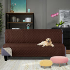 U-NICE HOME Futon Sofa Covers 68''Armless Couch Cover, Brown/Beige