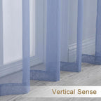 Chyhomenyc Sheer Valances for Windows - Light Filtering Small Window Curtains for Living Room Bathroom Cafe Laundry Basement, Modern Dual Rod Pocket Voile Curtain, 42Wx14L inches, Denim Blue, 2 PCS
