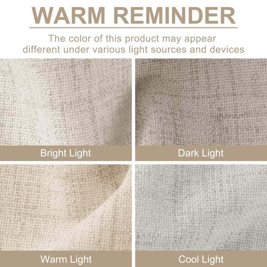 Linen Textured Total Blackout Curtains for Bedroom 108 Inches Long, Cream